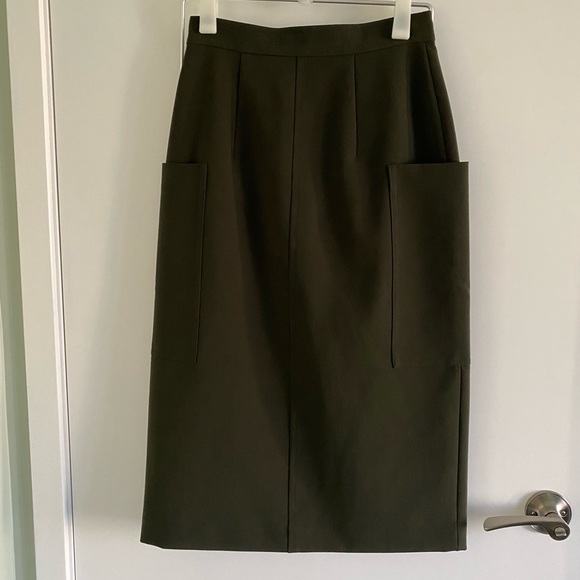 Contemporaine Simons Midi Skirt Dark Green Size 2 - Picture 6 of 13